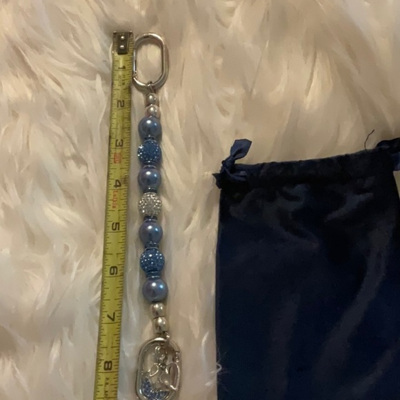 LD Key Finder Blue Beaded Keychain with Pouch - Picture 2 of 6
